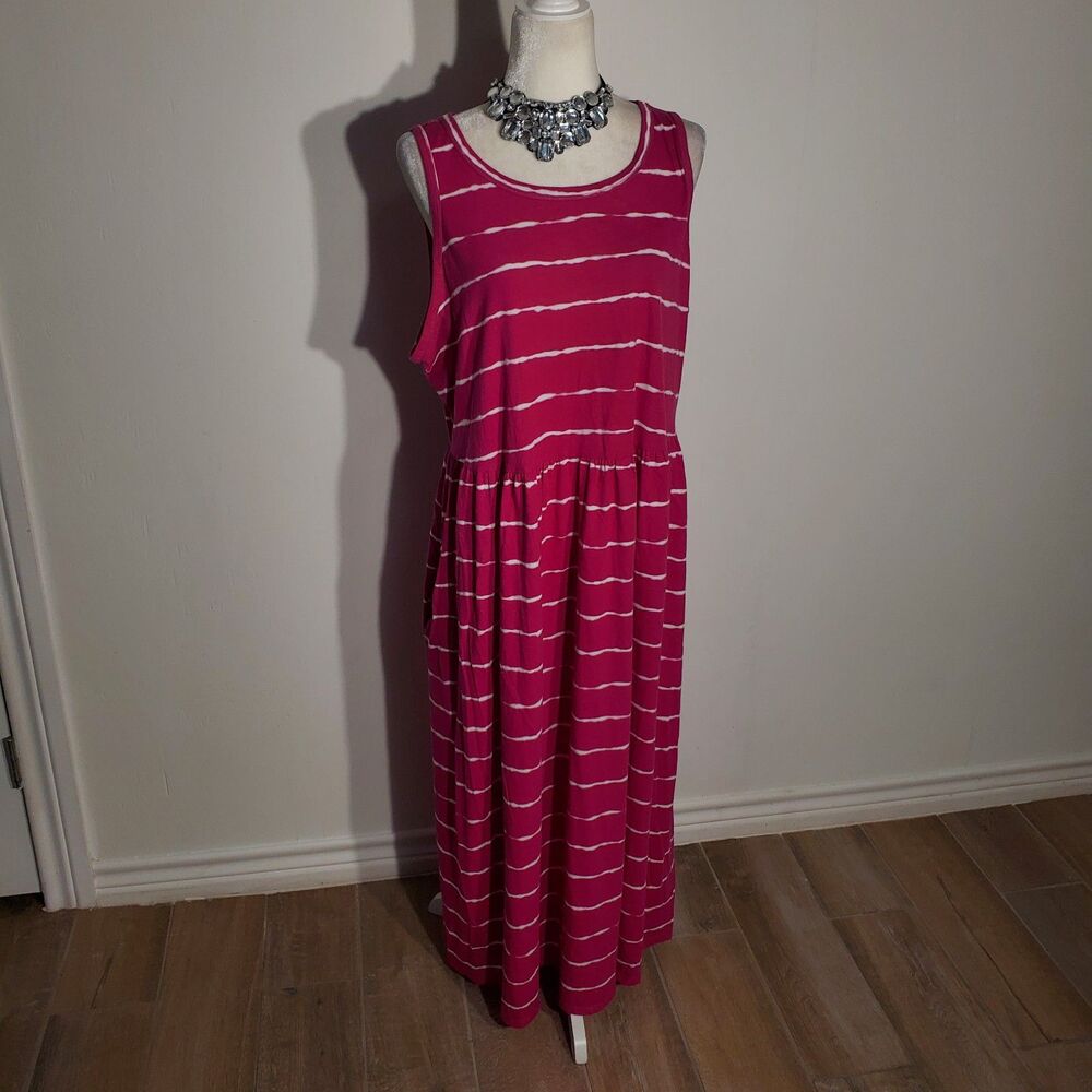 CROFT & BARROW DRESS PINK SLEEVELESS COTTON/POLYESTER STRETCH POCKETS  SIZE 1X